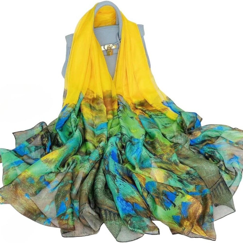 Silk Feeling Scarf For Women Lightweight Large Fashion Scarves Shawls Elegant Ca